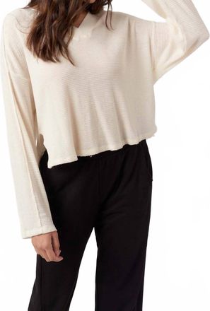 Bloomingdale's Underground Burnout Thermal V-Neck Long Sleeve In Oat