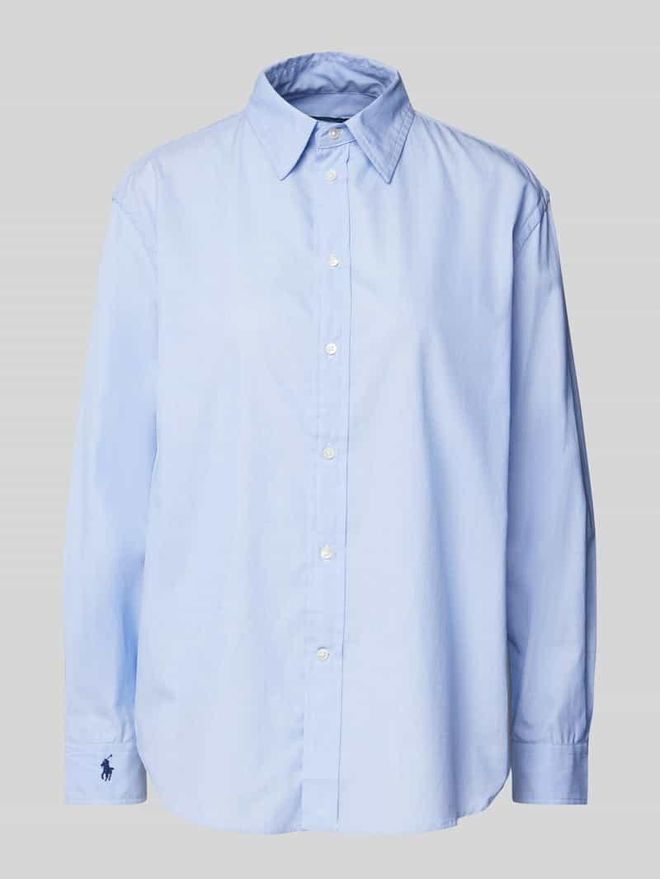 Oversize Fit Hemdbluse mit Kentkragen in Blau, Gr&ouml;&szlig;e S