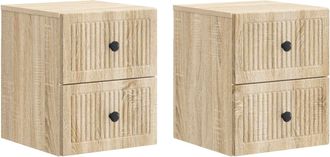 vidaXL Mesita De Noche De Pared 2 Uds. Roble Sonoma 33 X 34,5 X 40 Cm Vidaxl