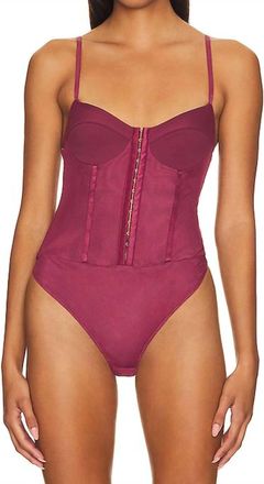 Free People Night Rhythm Corset Bodysuit In Washed Maroon