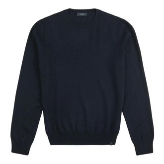 Fay Maglione Girocollo a Maglia Fine - - Knitwear - Uomo - Blu - 3XL
