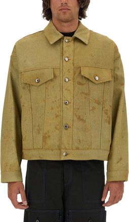 Msgm Brown Printed Shirt Collar Jacket