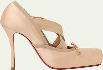 Christian Louboutin 100mm Cassiastic Satin Ballet Pumps