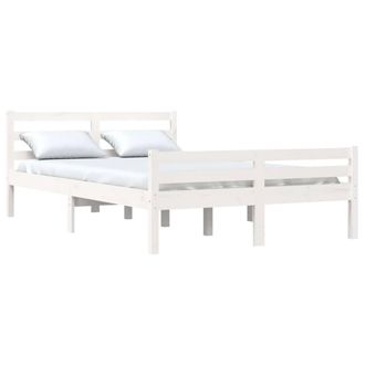 Berkfield Home Beautiful Bed Frame White Solid Wood 135x190 cm Double