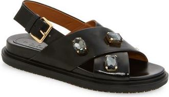 Marni Crystal Crossover Sandal in 00N99 Black at Nordstrom, Size 10Us
