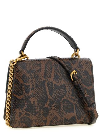 Pinko Python-Print Leather Top Handle Bag - Brown