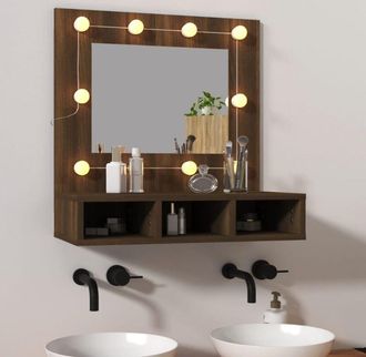 vidaXL Mobile a Specchio con led Rovere Marrone 60x31,5x62 cm - Vidaxl