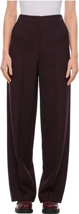 Fendi Wide Trousers, female, Purple, Size: XS Wide Leg Wool Trousers