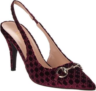 Gucci Horsebit Gg Velvet Slingback Pump
