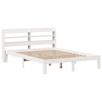 Berkfield Home Beautiful Bed Frame with Headboard without Mattress White 135x190 | Size: Double