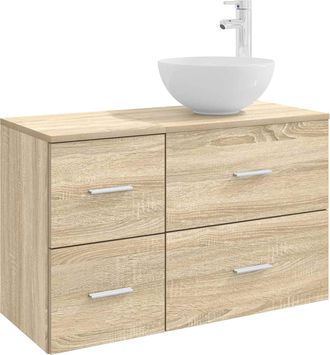 vidaXL Juego De Muebles De Ba&ntilde;o 2 Uds. Roble Sonoma Vidaxl