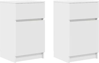 vidaXL Vidaxl - Bedside Cabinets 2 pcs White 39x35x65 cm Engineered Wood