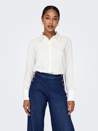 Only Hemdbluse ONLY ONLBERIT LIFE L/S SHIRT WVN, Damen, Gr. XL, weiss (snow wei&szlig;), Web, Obermaterial: 100% Viskose, unifarben, regular fit Po-bedeckend, Ma