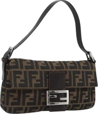 Fendi Pre-owned Zucca Canvas Shoulder Bag - Dames - Vintage Schoudertas - Zwart - ONE Size - Leer - Vintage