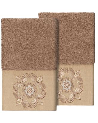 Linum Home Textiles 100% Turkish Cotton Alyssa 2Pc Embellished Hand Towel Set