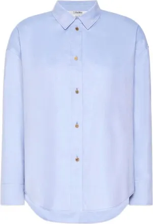 Max Mara Overhemden, Dames, Blauw, S, Leer, Oxford Shirt