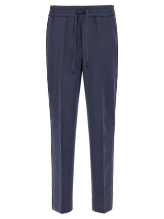 Brioni Blue Linen Casual Mens Pants