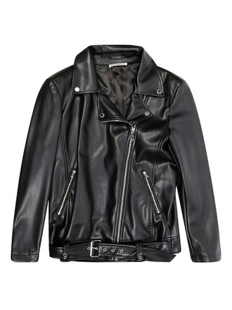 Patrizia Pepe Asymmetrical Black Eco-Leather Biker Jacket