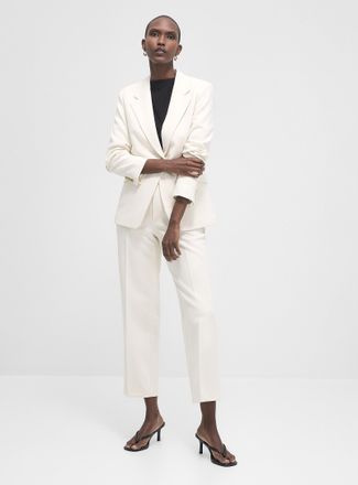 Contemporaine Womens Universal soft piqu&eacute;-textured pant Fit: Semi-slim leg, mid rise