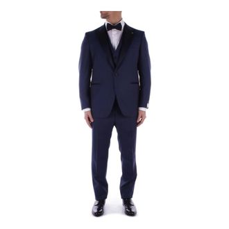 Tagliatore Single Breasted Suits, male, Blue, Size: 4XL Tagliatore Dresses Blue