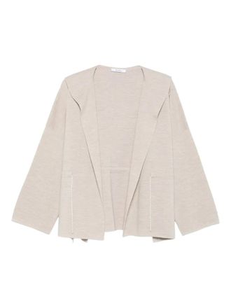 Max Mara Giacca in lana con cappuccio - Toni neutri