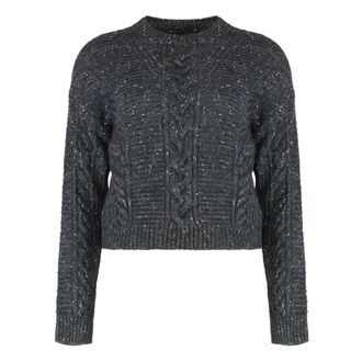 Max Mara Round-neck Knitwear, female, Gray, XS, Crasso Boxy Jumper