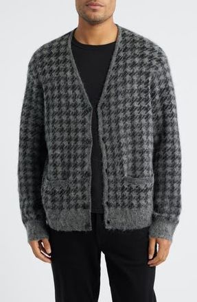 AllSaints Zain Houndstooth Cardigan in Charcoal Grey at Nordstrom Rack, Size Xx-Large