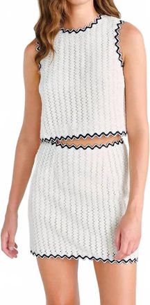 Saylor Samia Crochet Mini Skirt Set In White