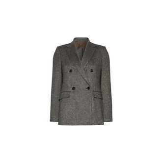Max Mara Cresta Double-breasted Blazer - Dames - Blazers - Grijs - M - Leer - Jassen