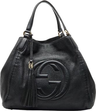 Gucci Black Leather Shoulder Bag Tote Bag (Pre-Owned)