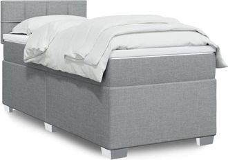 vidaXL Vidaxl - Cama Box Spring Con Colch&oacute;n Tela Gris Claro 90x200 Cm