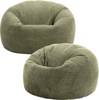 Icon Brand Kingston Classic Beanbag, Corduroy, Sage Green (2-Pack)