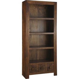 Jaipur Furniture Large Bookcase - Mango Wood - L30 x W75 x H175 cm - Dark Finish in Brown