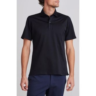 Emanuel Berg Textured Luxe Polo in Black at Nordstrom, Size Xxx-Large