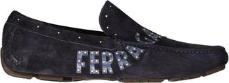 Ferragamo Blue Calfskin Slip-On Mens Loafers