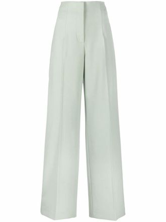 Alberta Ferretti high-waisted wide-leg trousers - women - Virgin Wool/Spandex/Elastane/Cupro/Polyester - 46 - Green