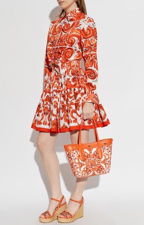 Dolce & Gabbana Top With Majolica Print, Womens, Orange