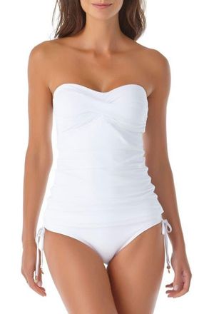 Anne Cole Womens Twist Front Bandeaukini Swim Top in White at Nordstrom, Size X-Large