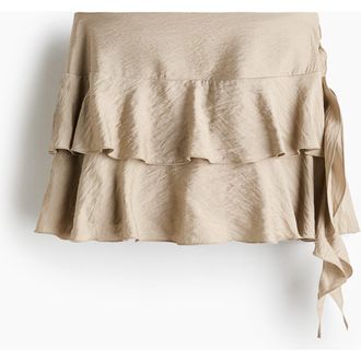H&M Draped-panel Tiered Skirt in Beige at Nordstrom, Size 16