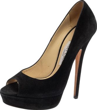 Jimmy Choo London Black Suede Dahlia Platform Pumps
