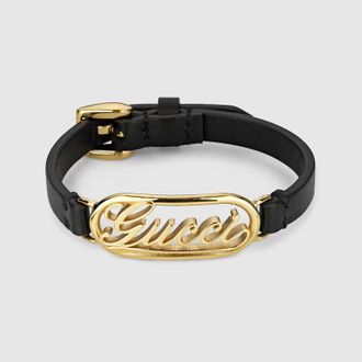Gucci Leather Bracelet With Gucci Script