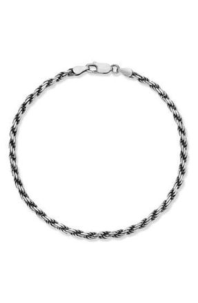 Yield of Men Mens Oxidized Sterling Silver Rope Chain Bracelet at Nordstrom Rack, Size 8.5