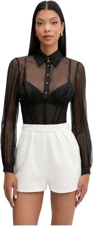 Elisabetta Franchi Organza en Boucl&eacute; Tweed Romper - Dames - Playsuits - Zwart - XS - Tweed - Jumpsuits & Playsuits