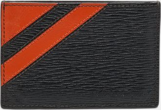 Ferragamo Dark Brown/orange Leather Card Holder