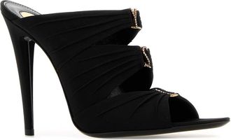 Saint Laurent Womens Emilie Mule Black Fabric Heels