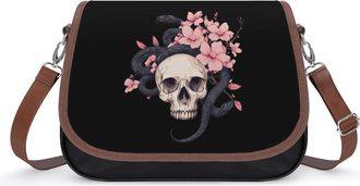Generic Skull with Snake Flower Crossbody Bags for Women Fashion Leather Shoulder Handbags With Adjustable Strap