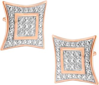 House of Brilliance Silver Diamond Accent 4-Stone Four Pointed Star Shaped Halo-Style Stud Earrings in Rose at Nordstrom