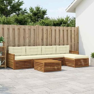 vidaXL Vidaxl Set Di Divani Da Esterno 6 Pz Naturale E Crema
