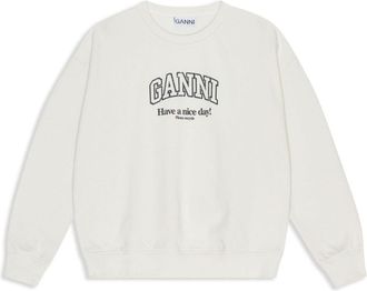 Ganni logo-print cotton sweatshirt - women - Organic Cotton - XXS/XS - White