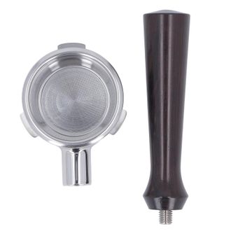OEM Portafiltro Sin Camisa De 58 Mm Con Mango De Madera Y Cesta Extra&iacute;ble De Acero Inoxidable Para Barsetto - 3 Asas, S&aacute;ndalo Rojo